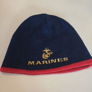 Marines Blue and Red Beanie USMC embroidered Like New Condition